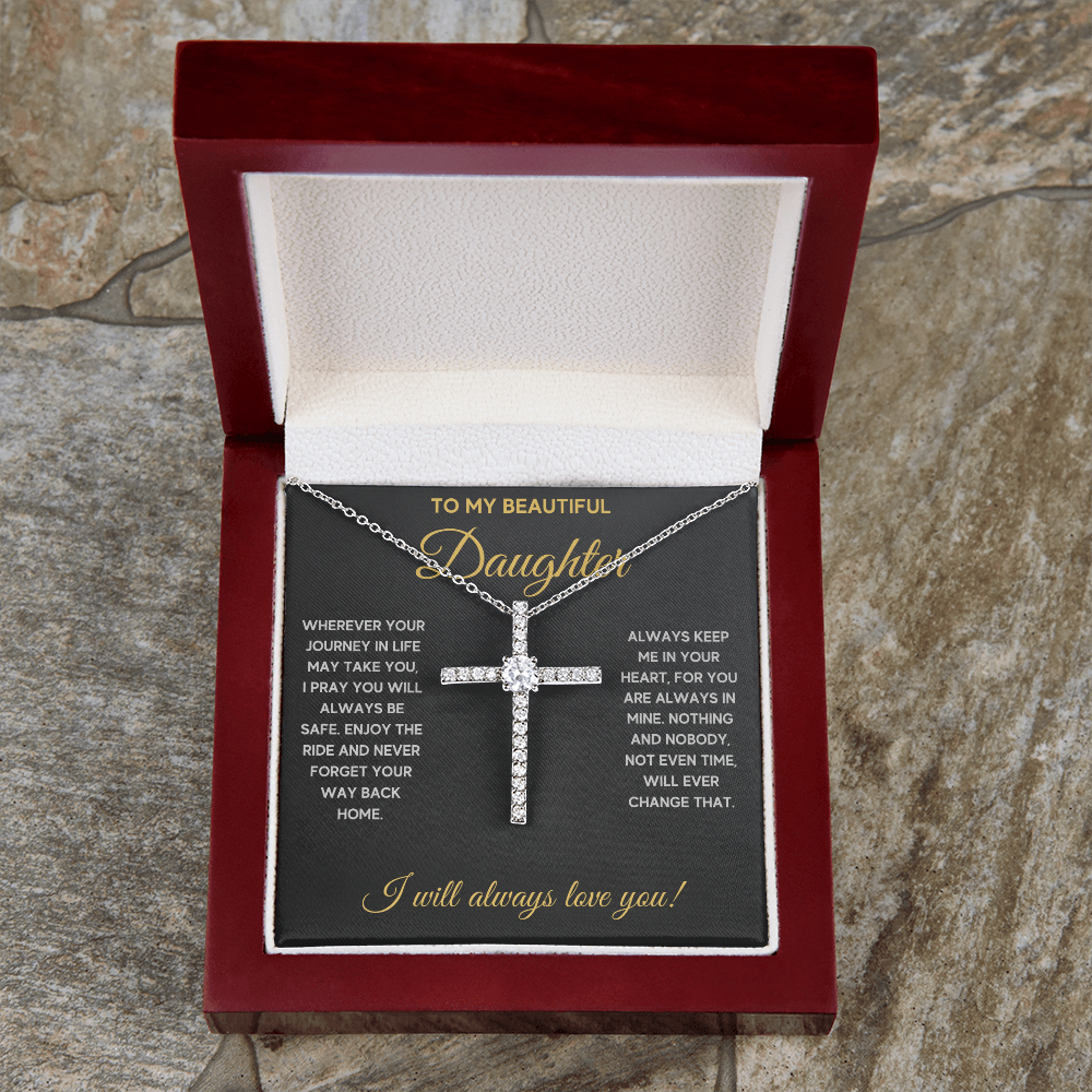 TO MY DAUGHTER JOURNEY CZ CROSS NECKLACE GIFT SET - ON CLOUD NINE GIFTS