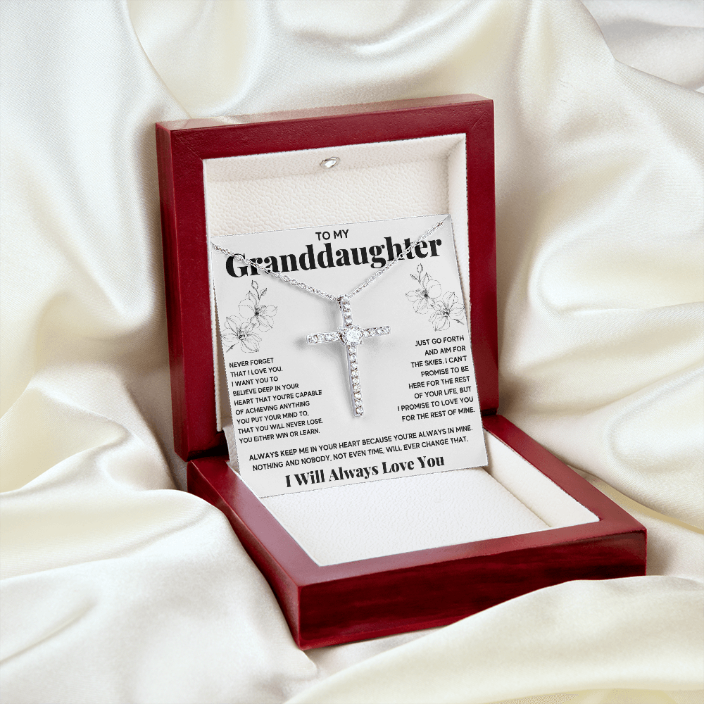 Gifts for adult granddaughter from grandmother and grandpa graduation birthday present CZ Cross Necklace with Message Card and Gift Box - ON CLOUD NINE GIFTS