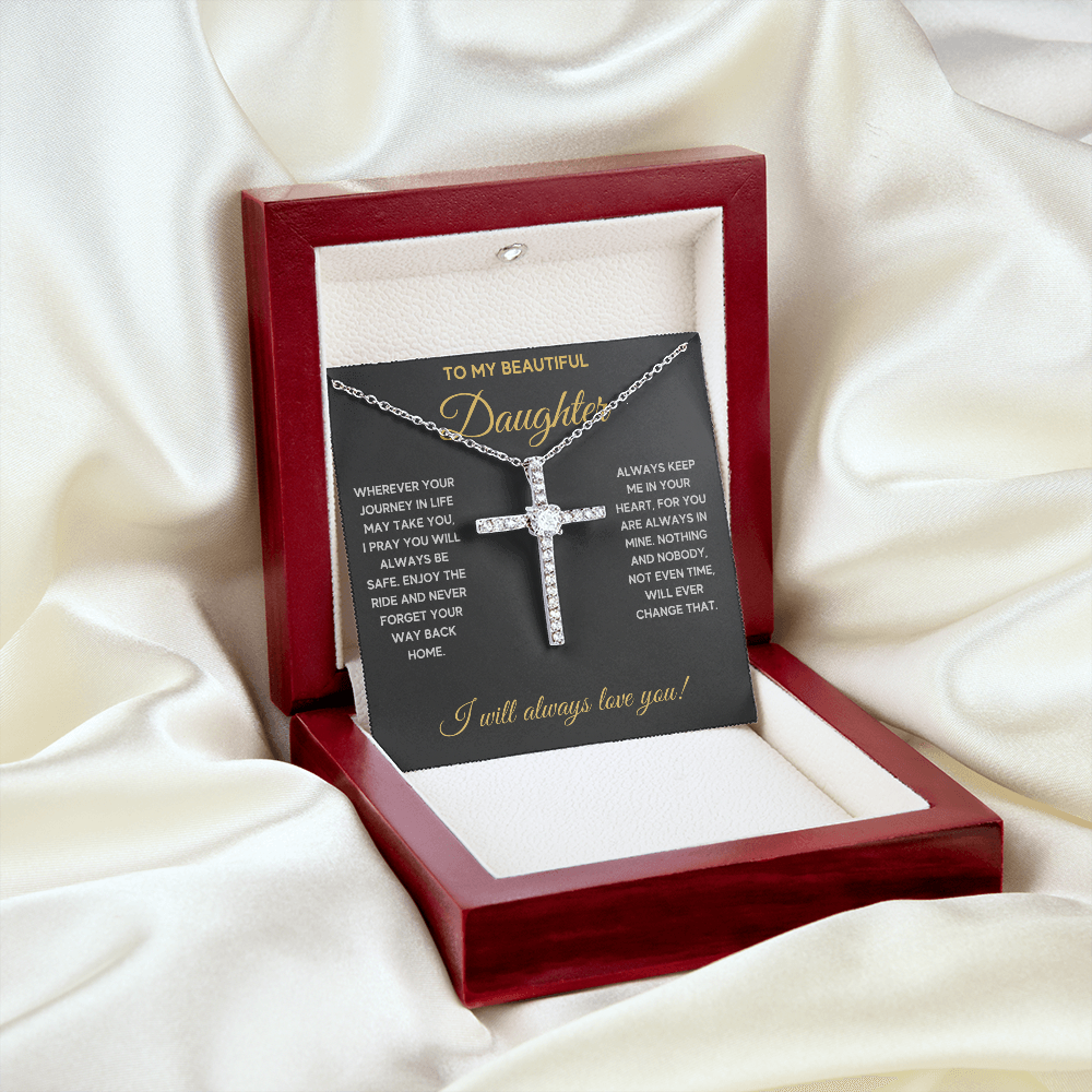 TO MY DAUGHTER JOURNEY CZ CROSS NECKLACE GIFT SET - ON CLOUD NINE GIFTS