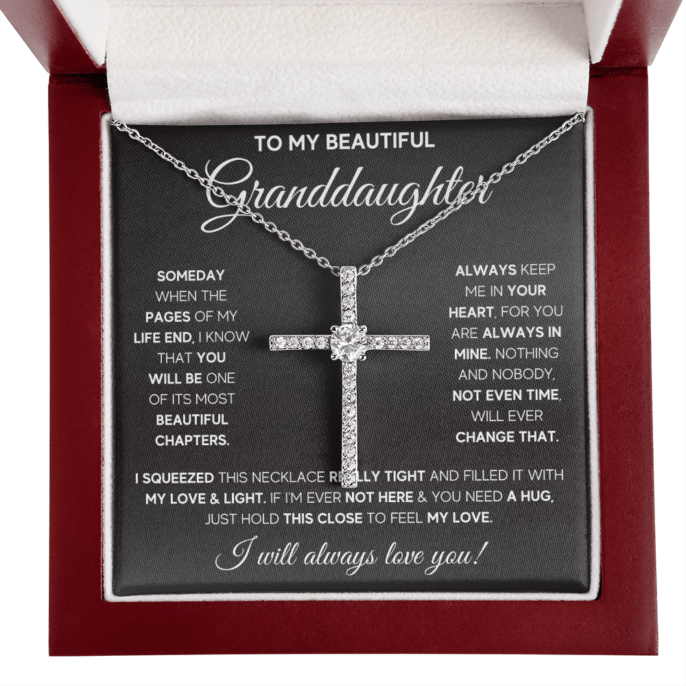 Gifts for adult granddaughter from grandmother and grandpa graduation birthday present CZ Cross Necklace with Message Card and Gift Box - ON CLOUD NINE GIFTS