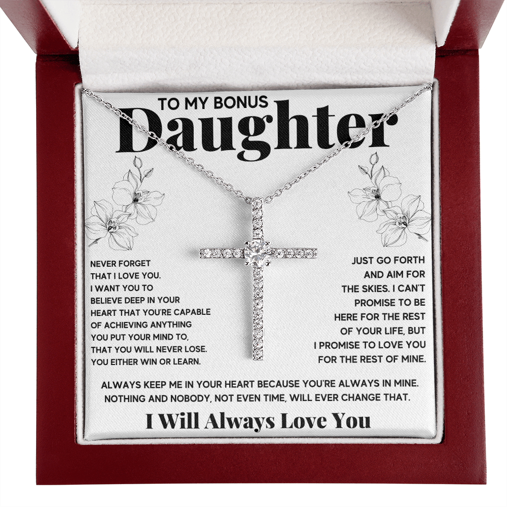 To my bonus daughter necklace, bonus daughter necklace from stepdad, step daughter necklace, step daughter from mom - ON CLOUD NINE GIFTS