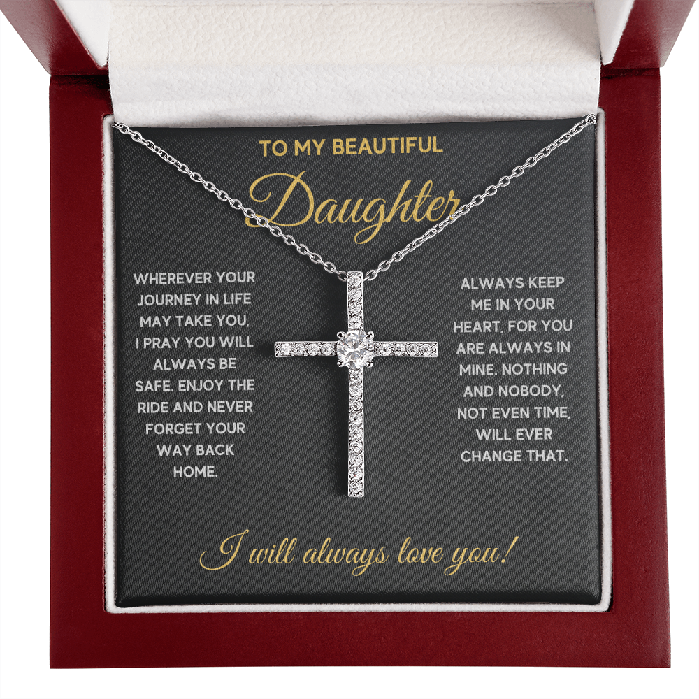 TO MY DAUGHTER JOURNEY CZ CROSS NECKLACE GIFT SET - ON CLOUD NINE GIFTS