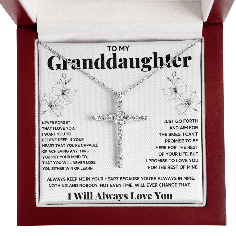 Gifts for adult granddaughter from grandmother and grandpa graduation birthday present CZ Cross Necklace with Message Card and Gift Box - ON CLOUD NINE GIFTS