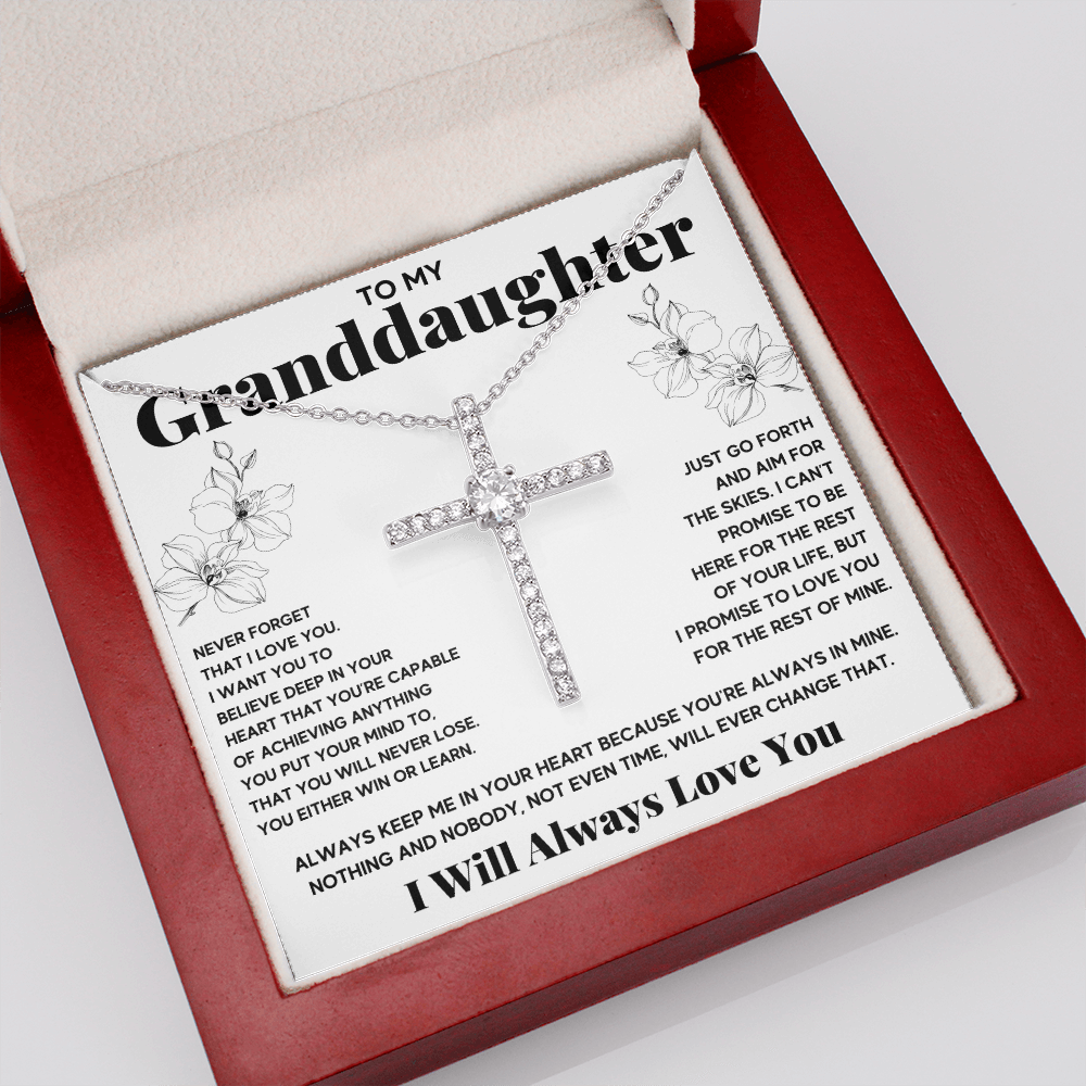 Gifts for adult granddaughter from grandmother and grandpa graduation birthday present CZ Cross Necklace with Message Card and Gift Box - ON CLOUD NINE GIFTS