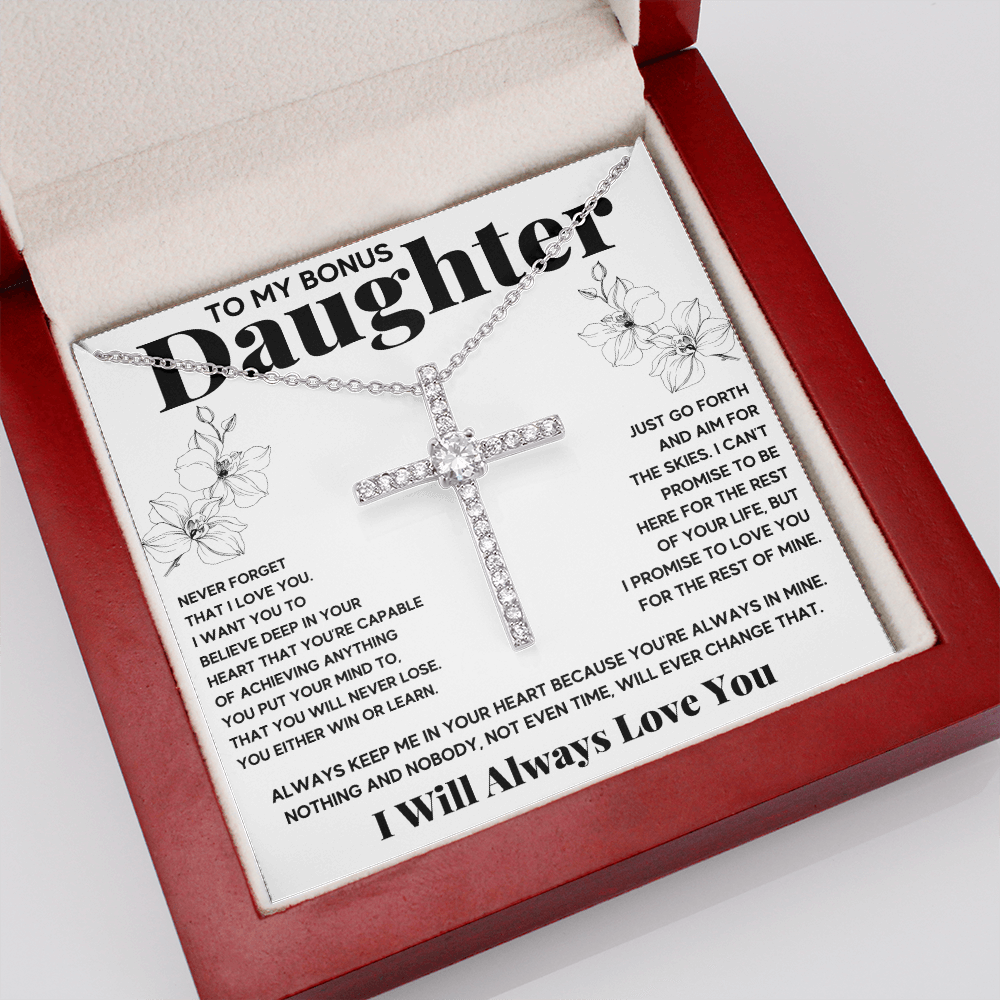 To my bonus daughter necklace, bonus daughter necklace from stepdad, step daughter necklace, step daughter from mom - ON CLOUD NINE GIFTS