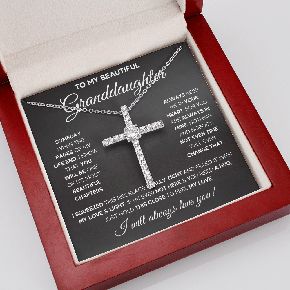 Gifts for adult granddaughter from grandmother and grandpa graduation birthday present CZ Cross Necklace with Message Card and Gift Box - ON CLOUD NINE GIFTS