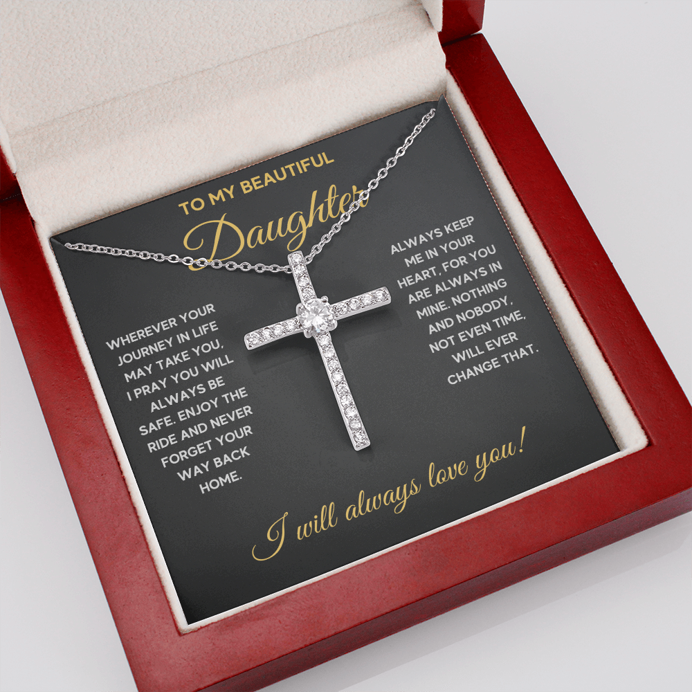 TO MY DAUGHTER JOURNEY CZ CROSS NECKLACE GIFT SET - ON CLOUD NINE GIFTS