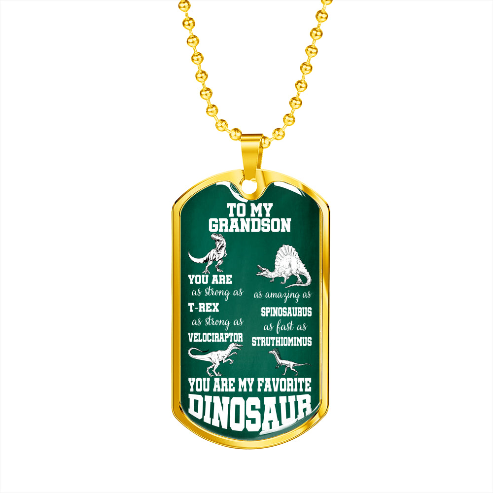 TO MY GRANDSON "DINOSAUR" DOG TAG NECKLACE GIFT SET - ON CLOUD NINE GIFTS