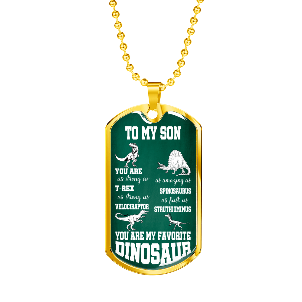 TO MY SON "DINOSAUR" DOG TAG NECKLACE GIFT SET - ON CLOUD NINE GIFTS