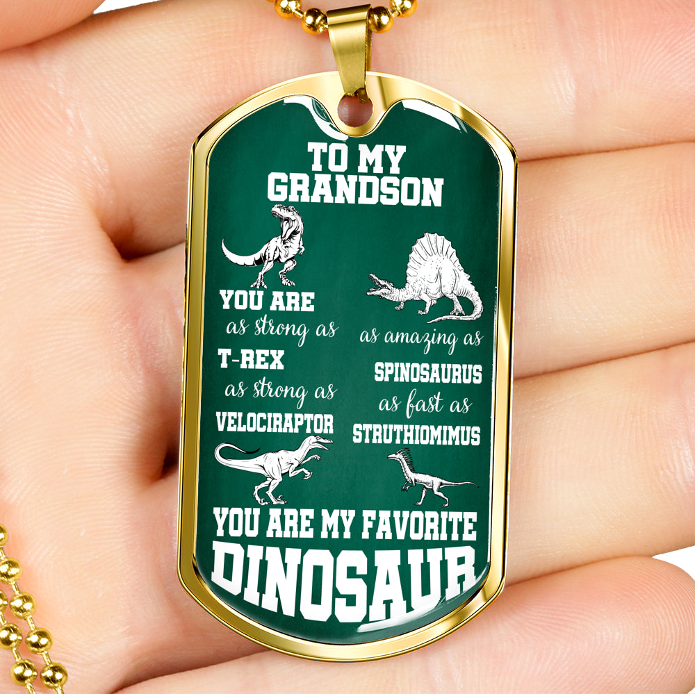 TO MY GRANDSON "DINOSAUR" DOG TAG NECKLACE GIFT SET - ON CLOUD NINE GIFTS