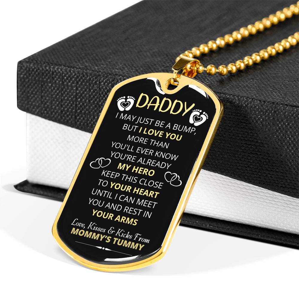 DADDY HERO BLACK DOG TAG NECKLACE GIFT SET - ON CLOUD NINE GIFTS