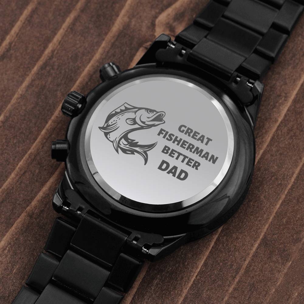 GREAT FISHERMAN BETTER DAD ENGRAVED WATCH GIFT SET - ON CLOUD NINE GIFTS
