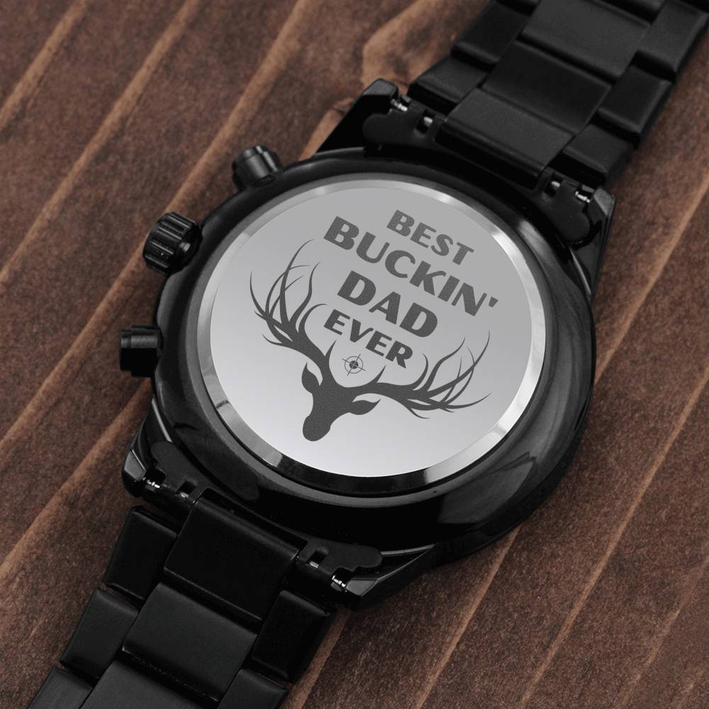 BEST BUCKIN DAD EVER ENGRAVED WATCH GIFT SET - ON CLOUD NINE GIFTS