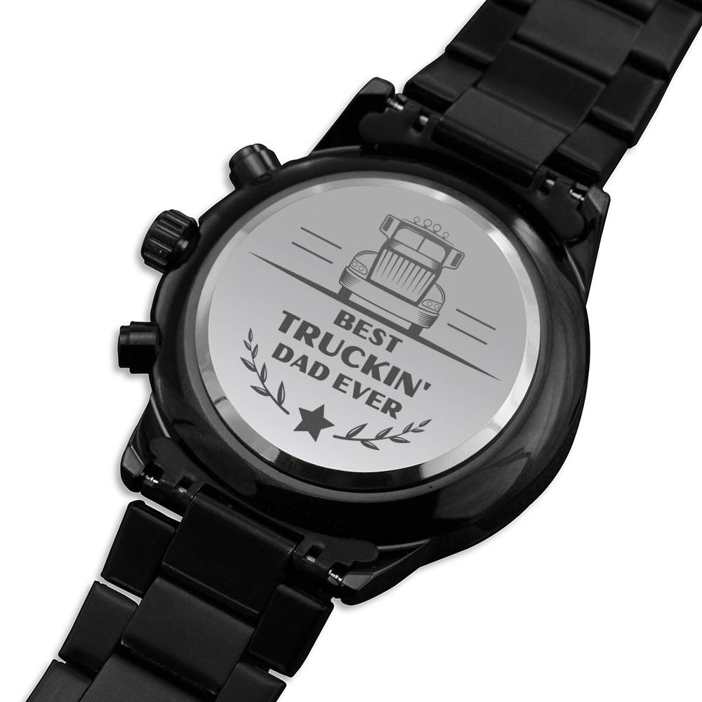 BEST TRUCKIN DAD EVER ENGRAVED WATCH GIFT SET - ON CLOUD NINE GIFTS