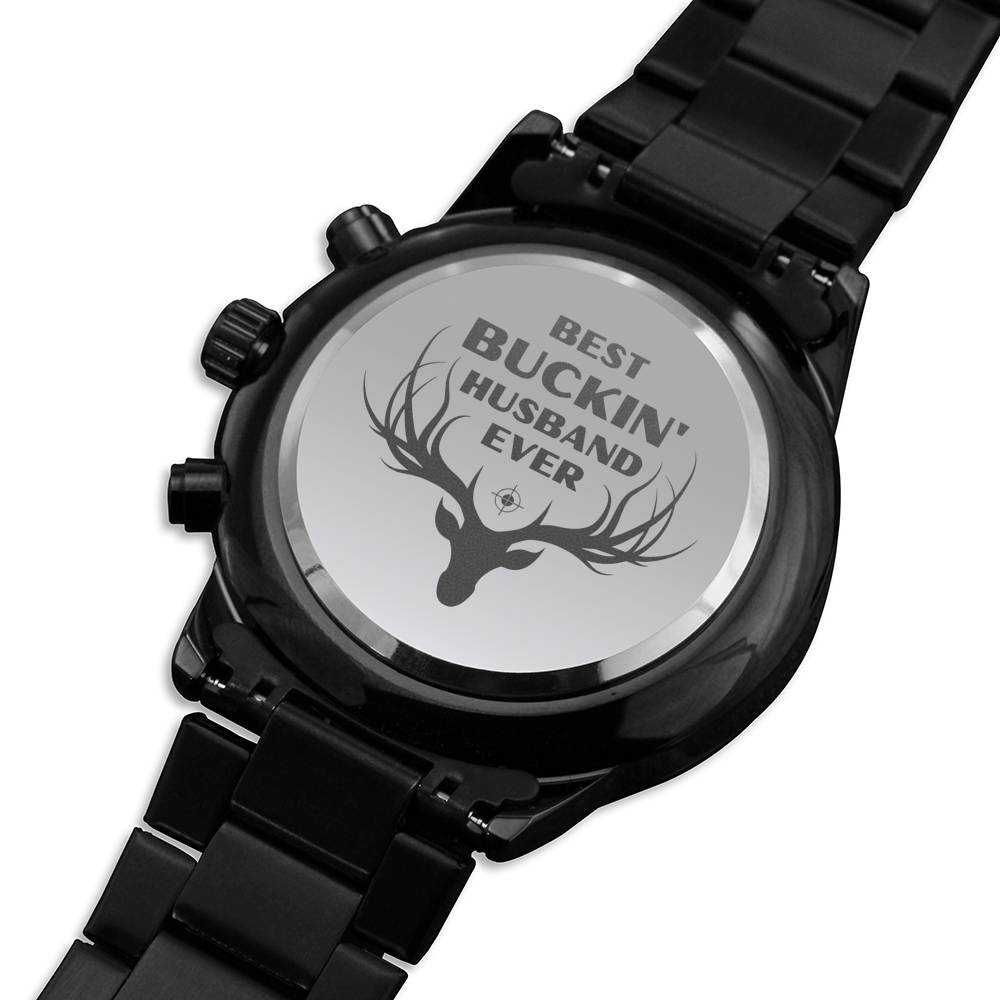 BEST BUCKIN HUSBAND EVER ENGRAVED WATCH GIFT SET - ON CLOUD NINE GIFTS