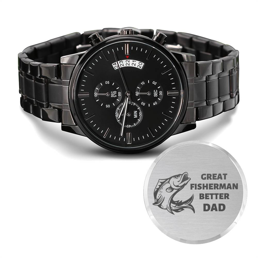 GREAT FISHERMAN BETTER DAD ENGRAVED WATCH GIFT SET - ON CLOUD NINE GIFTS