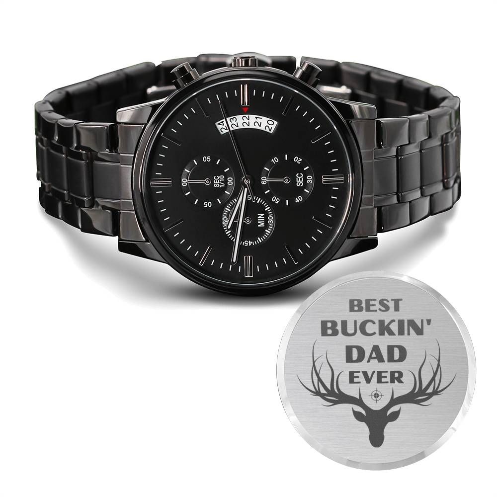 BEST BUCKIN DAD EVER ENGRAVED WATCH GIFT SET - ON CLOUD NINE GIFTS