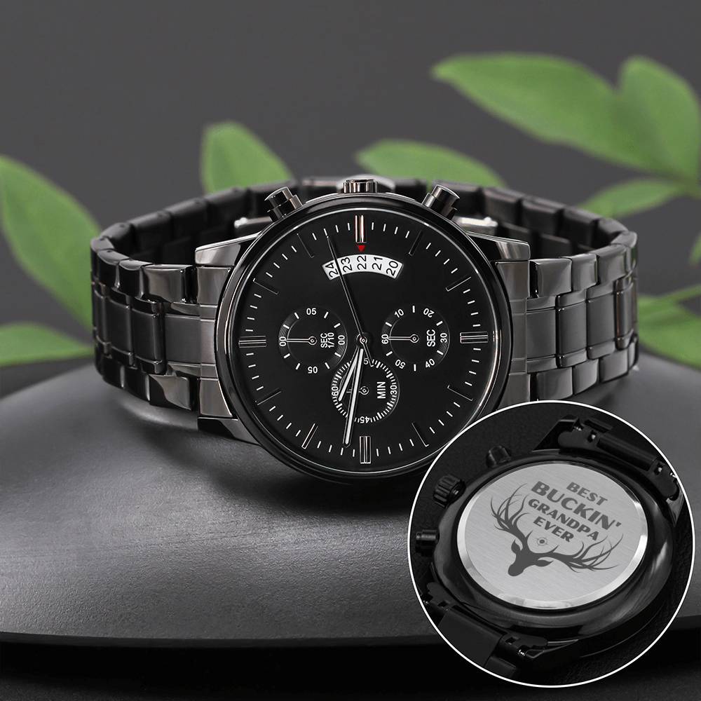 BEST BUCKIN GRANDPA EVER ENGRAVED WATCH GIFT SET - ON CLOUD NINE GIFTS