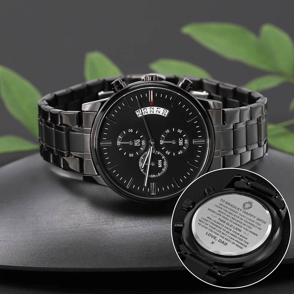 CUSTOM NAME ENGRAVED WATCH - THIS OLD LION - BRADLEY - ON CLOUD NINE GIFTS