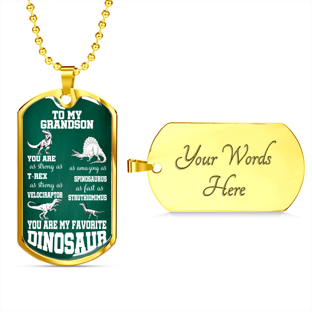 TO MY GRANDSON "DINOSAUR" DOG TAG NECKLACE GIFT SET - ON CLOUD NINE GIFTS