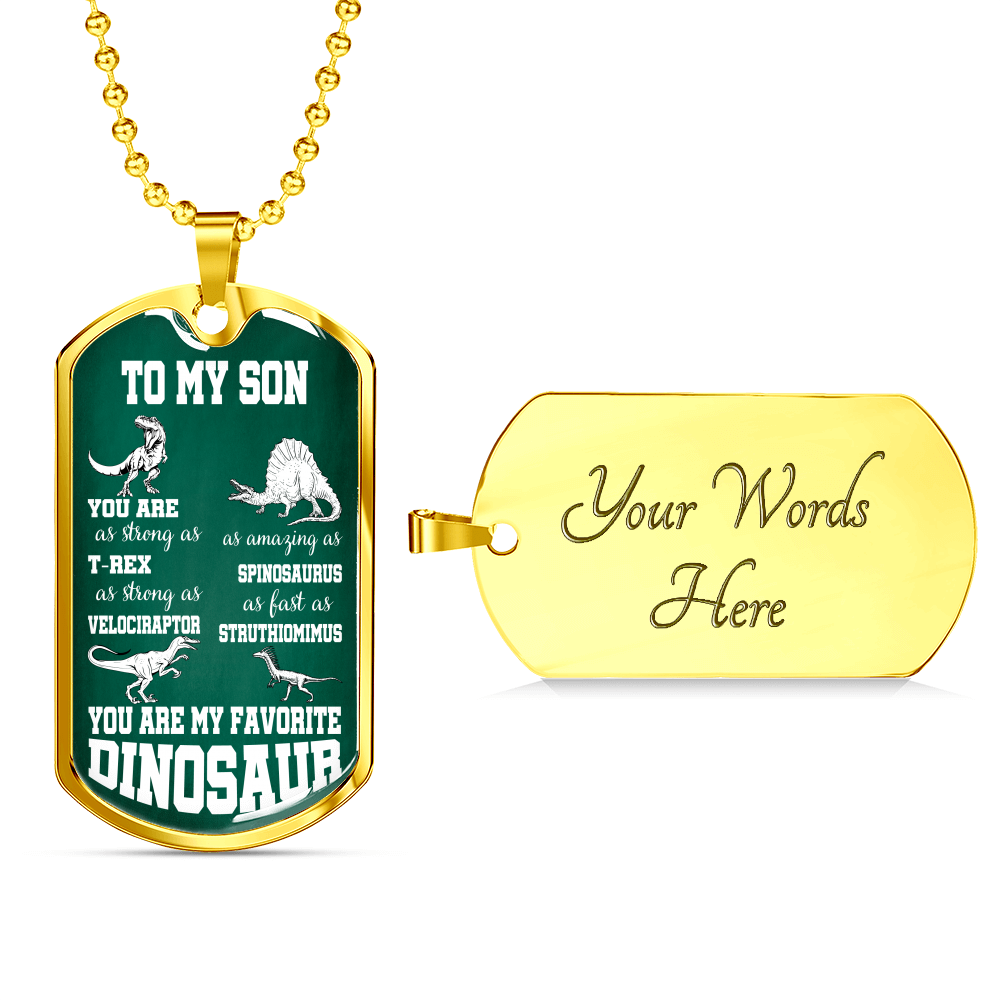 TO MY SON "DINOSAUR" DOG TAG NECKLACE GIFT SET - ON CLOUD NINE GIFTS