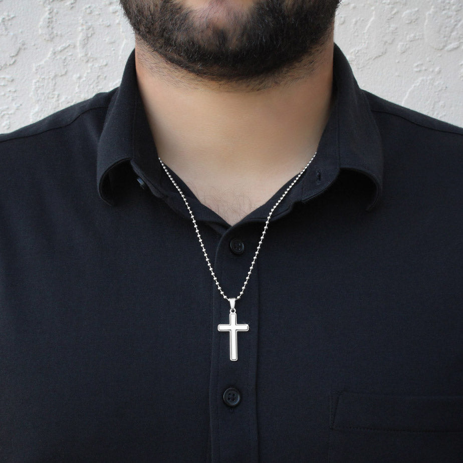 TO MY BOYFRIEND MY HEART BLACK CROSS NECKLACE GIFT SET (BALL CHAIN) - ON CLOUD NINE GIFTS