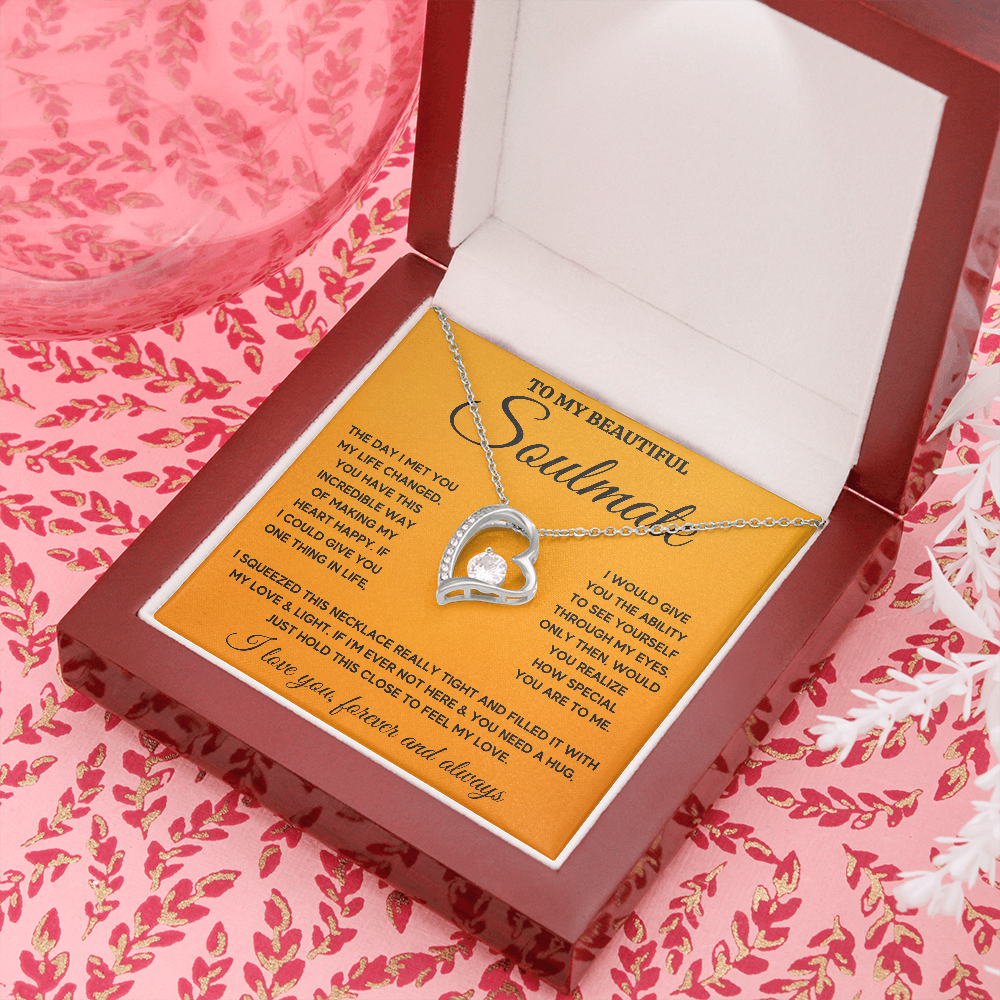 TO MY BEAUTIFUL SOULMATE HEART HAPPY SQUEEZED FOREVER LOVE NECKLACE GIFT SET - ON CLOUD NINE GIFTS