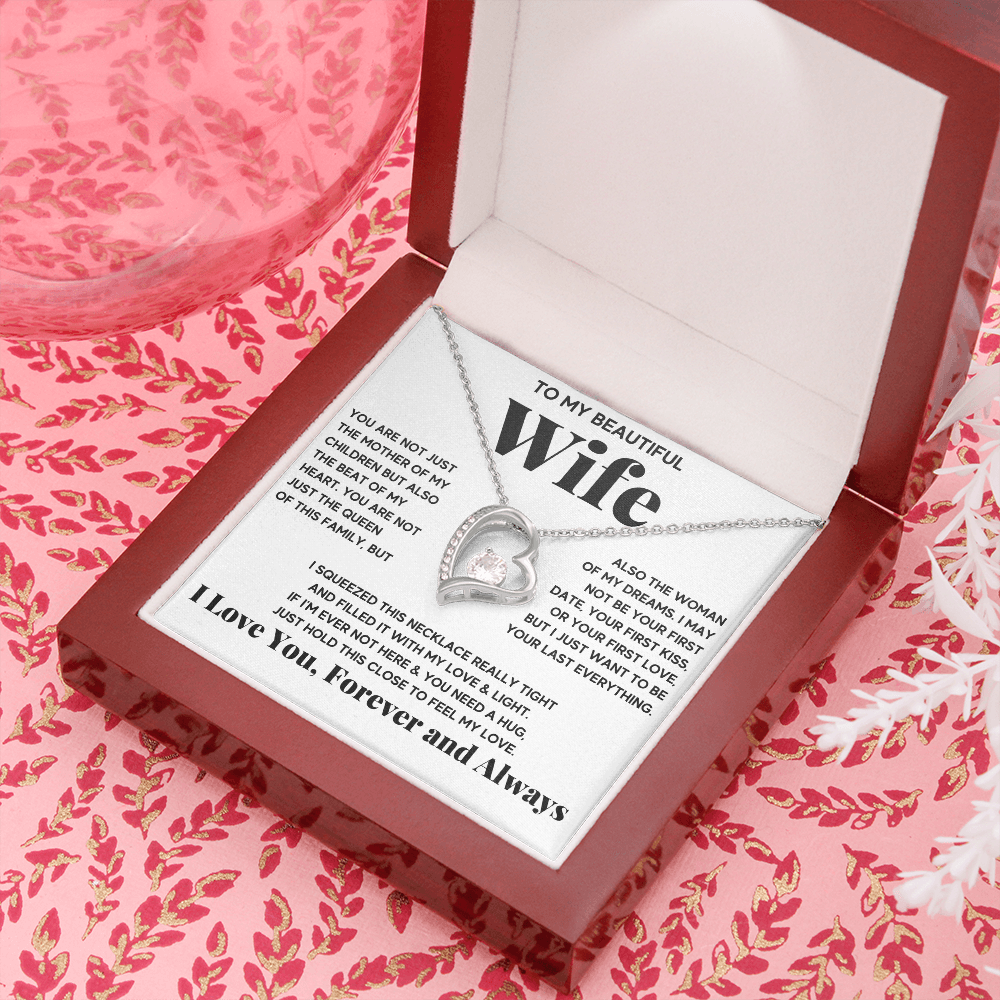TO MY BEAUTIFUL WIFE BEAT OF MY HEART FOREVER LOVE NECKLACE - ON CLOUD NINE GIFTS