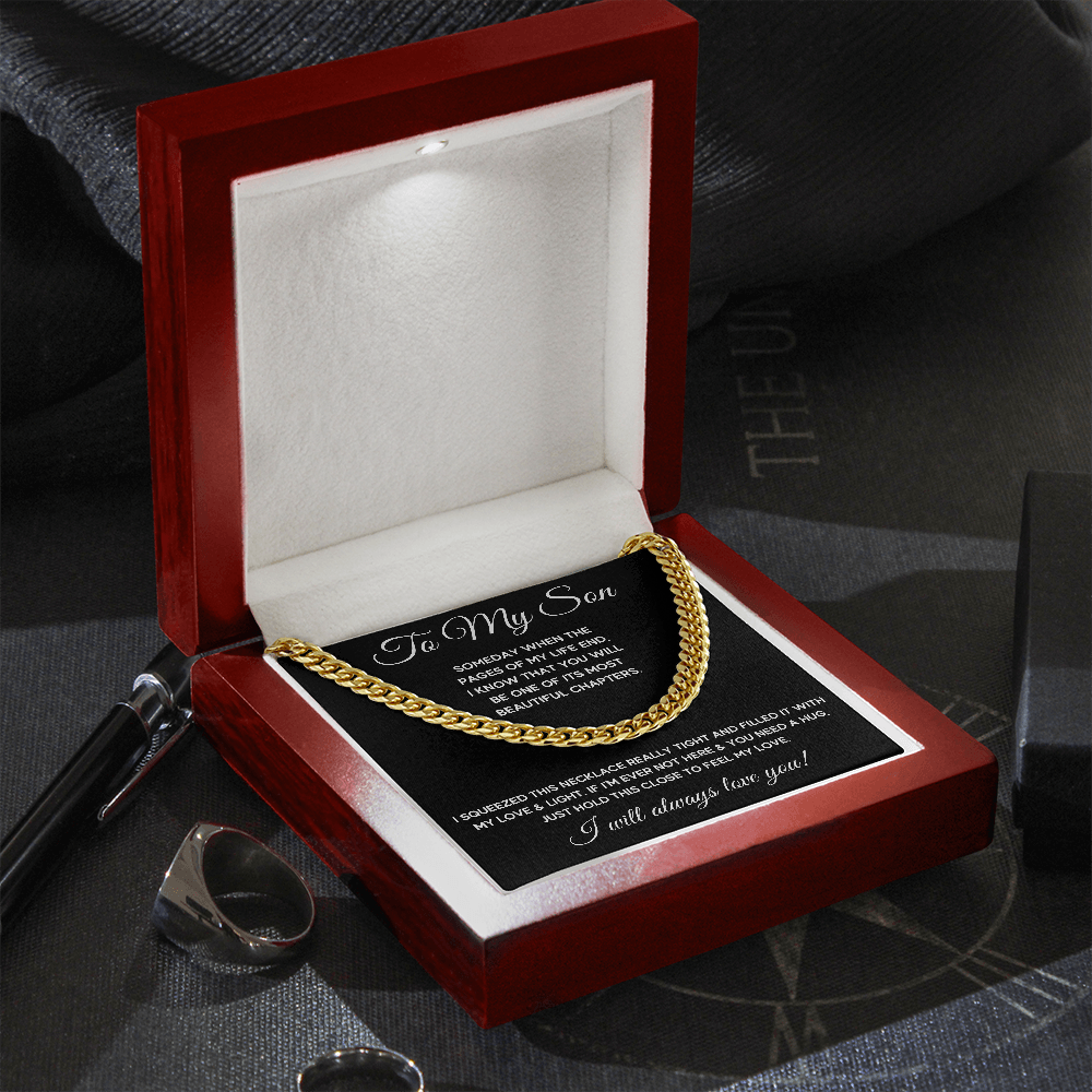 TO MY SON CUBAN LINK CHAIN NECKLACE GIFT SET - ON CLOUD NINE GIFTS