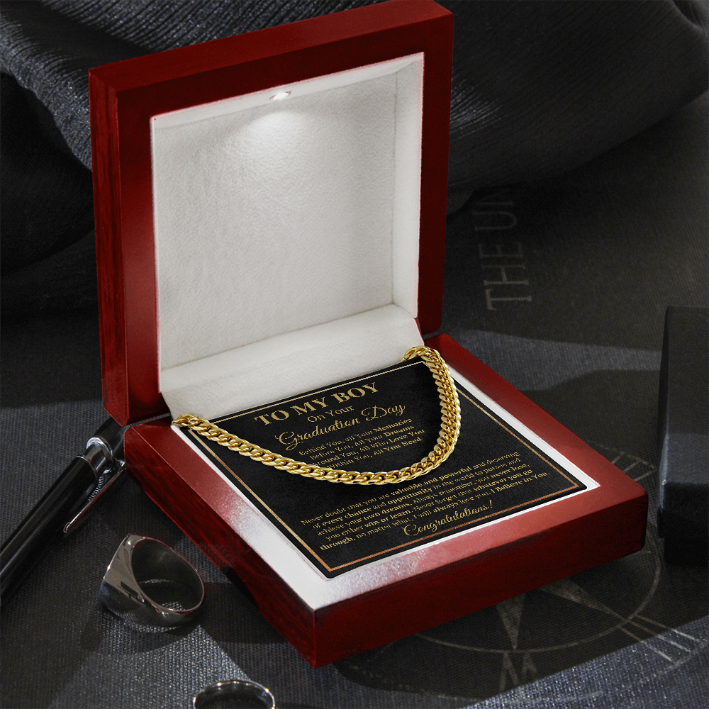 GRADUATION DAY BELIEVE CUBAN LINK CHAIN GIFT SET - ON CLOUD NINE GIFTS