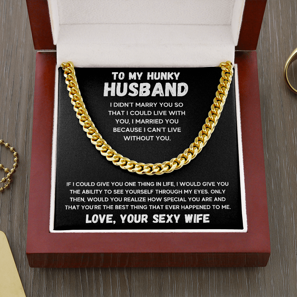 TO MY HUNKY HUSBAND CUBAN LINK CHAIN GIFT SET - ON CLOUD NINE GIFTS
