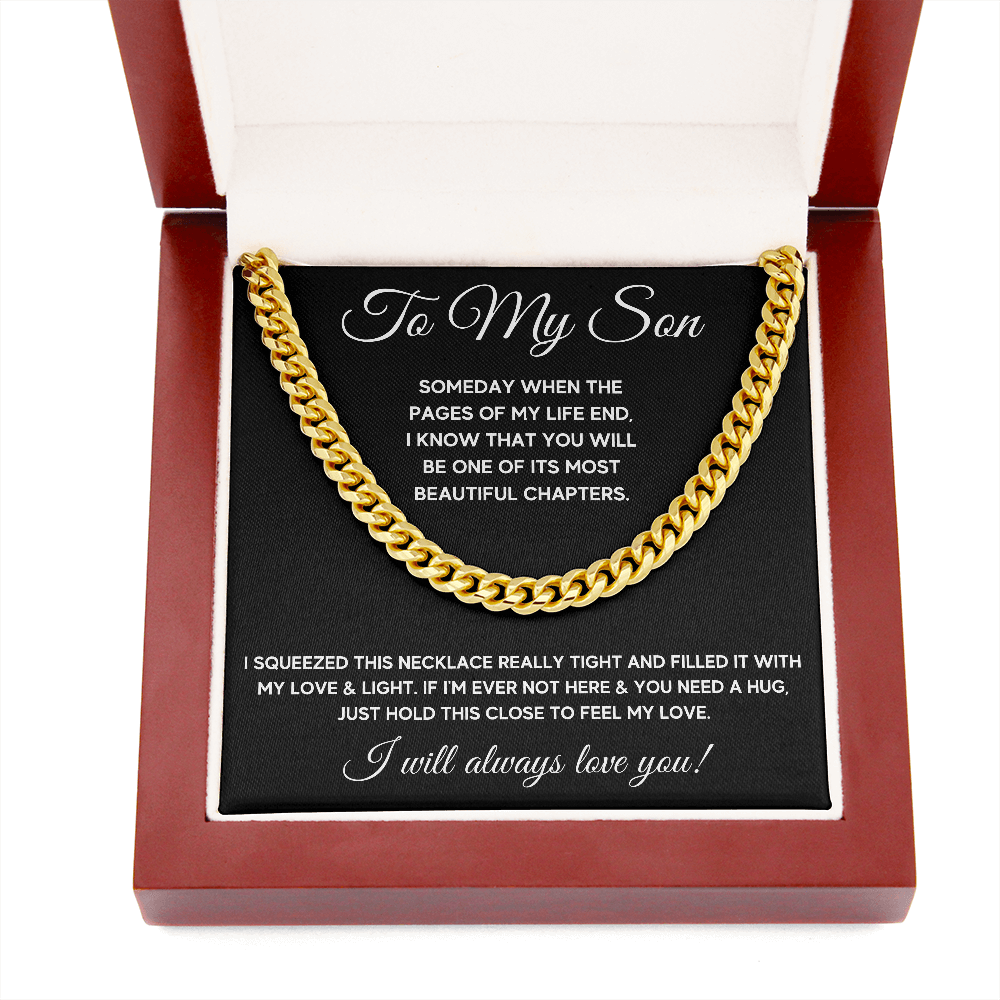 TO MY SON CHAPTERS SQUEEZED CUBAN LINK CHAIN GIFT SET - ON CLOUD NINE GIFTS