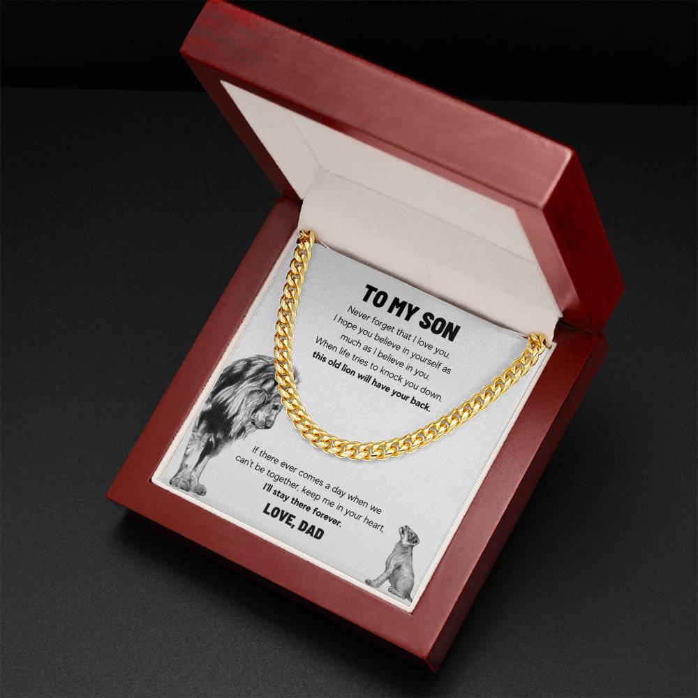TO MY SON THIS OLD LION LINK CHAIN NECKLACE GIFT SET - ON CLOUD NINE GIFTS