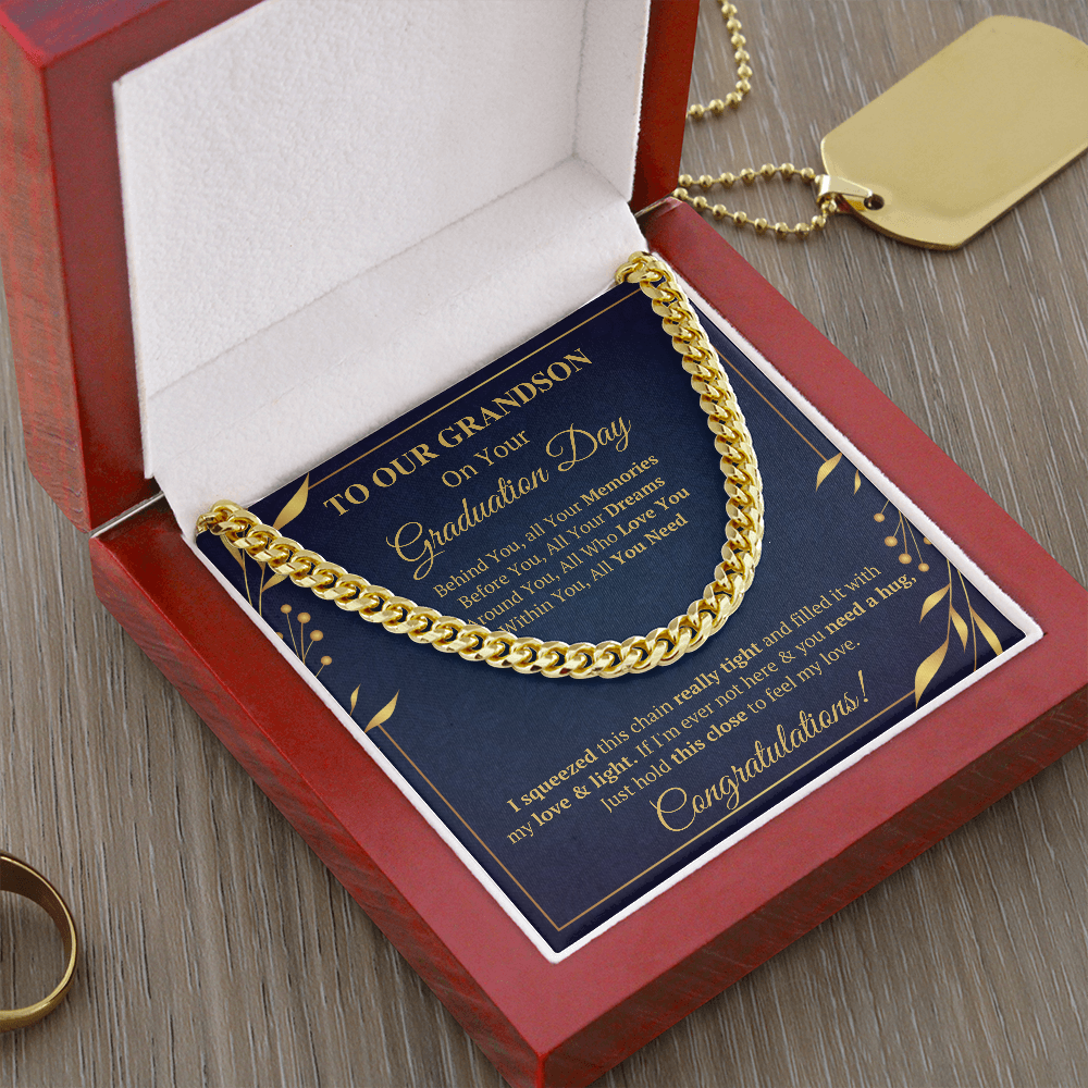 TO OUR GRANDSON CUBAN LINK CHAIN GIFT SET - ON CLOUD NINE GIFTS