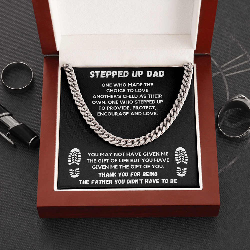 STEPPED UP DAD CUBAN LINK CHAIN GIFT SET - ON CLOUD NINE GIFTS