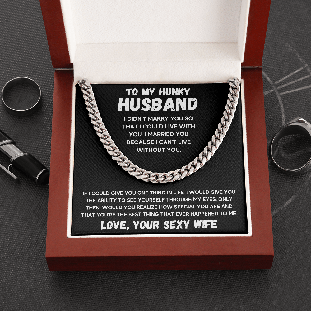 TO MY HUNKY HUSBAND CUBAN LINK CHAIN GIFT SET - ON CLOUD NINE GIFTS