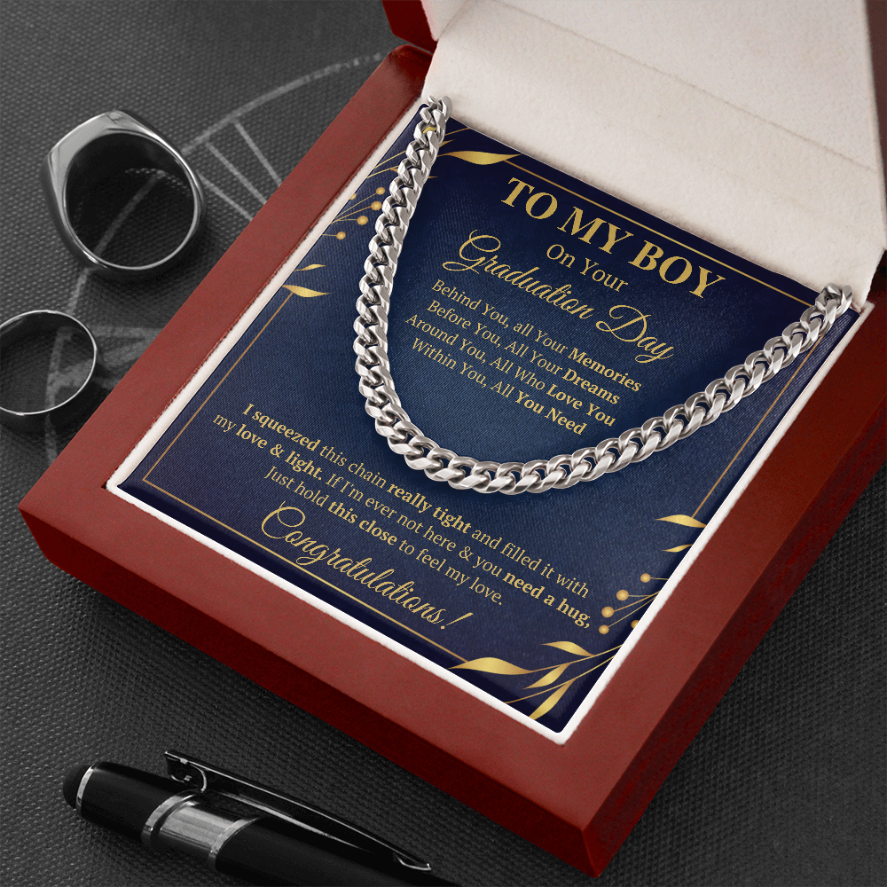 GRADUATION DAY SQUEEZED CUBAN LINK CHAIN GIFT SET - ON CLOUD NINE GIFTS