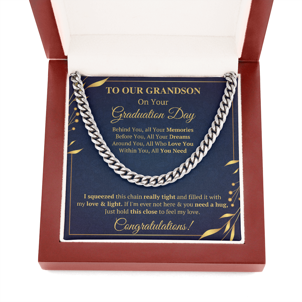 TO OUR GRANDSON CUBAN LINK CHAIN GIFT SET - ON CLOUD NINE GIFTS