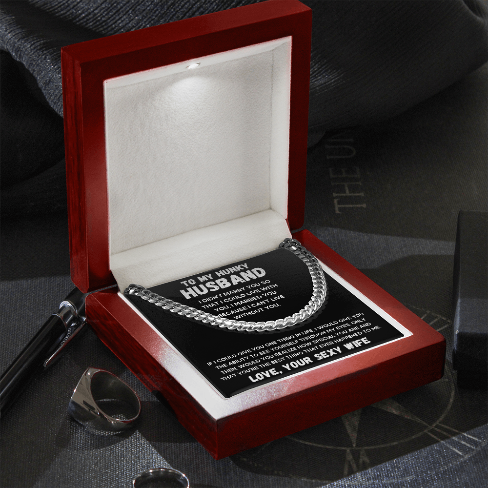 TO MY HUNKY HUSBAND CUBAN LINK CHAIN GIFT SET - ON CLOUD NINE GIFTS