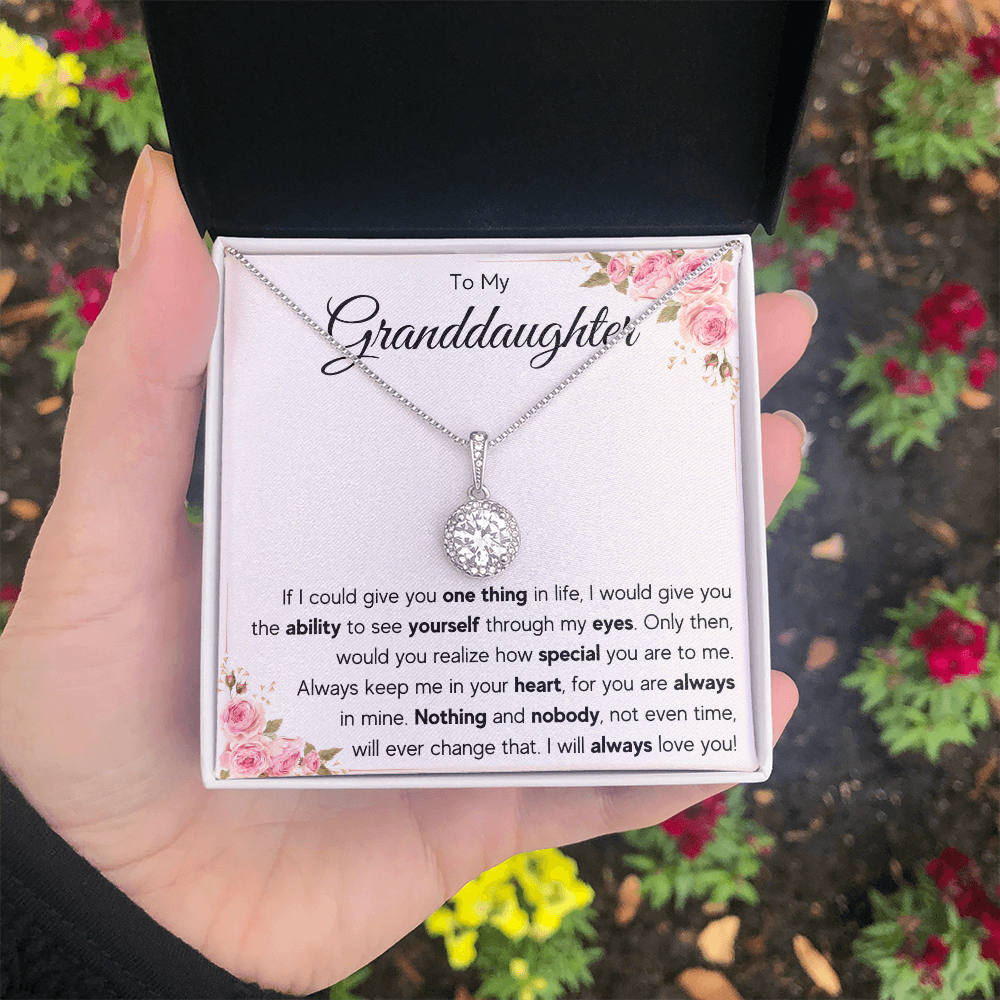 Grandma granddaughter necklace from grandpa and grandmother jewelry birthday gift Eternal Necklace with Message Card and Gift Box - ON CLOUD NINE GIFTS