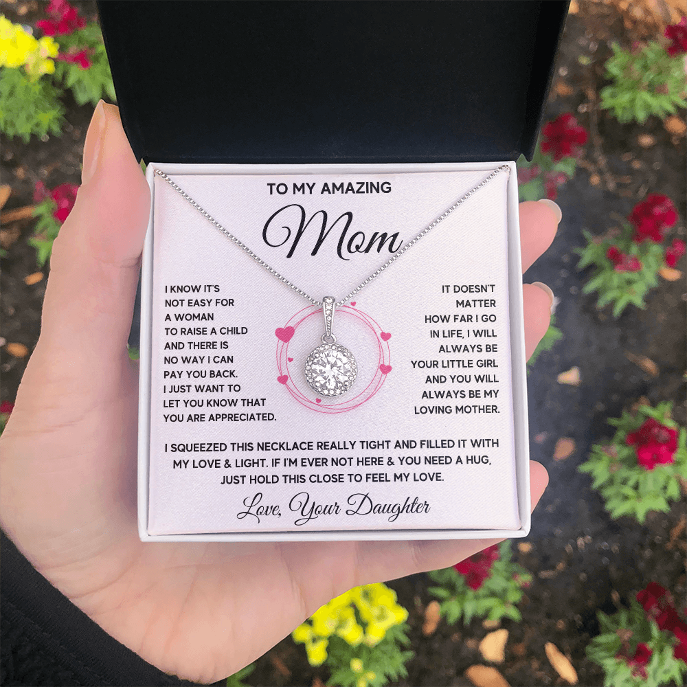 Mother and daughter necklaces sentimental gifts for mother day on her birthday presents Eternal Necklace with Message Card and Gift Box - ON CLOUD NINE GIFTS