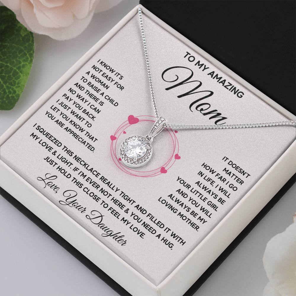 Mother and daughter necklaces sentimental gifts for mother day on her birthday presents Eternal Necklace with Message Card and Gift Box - ON CLOUD NINE GIFTS
