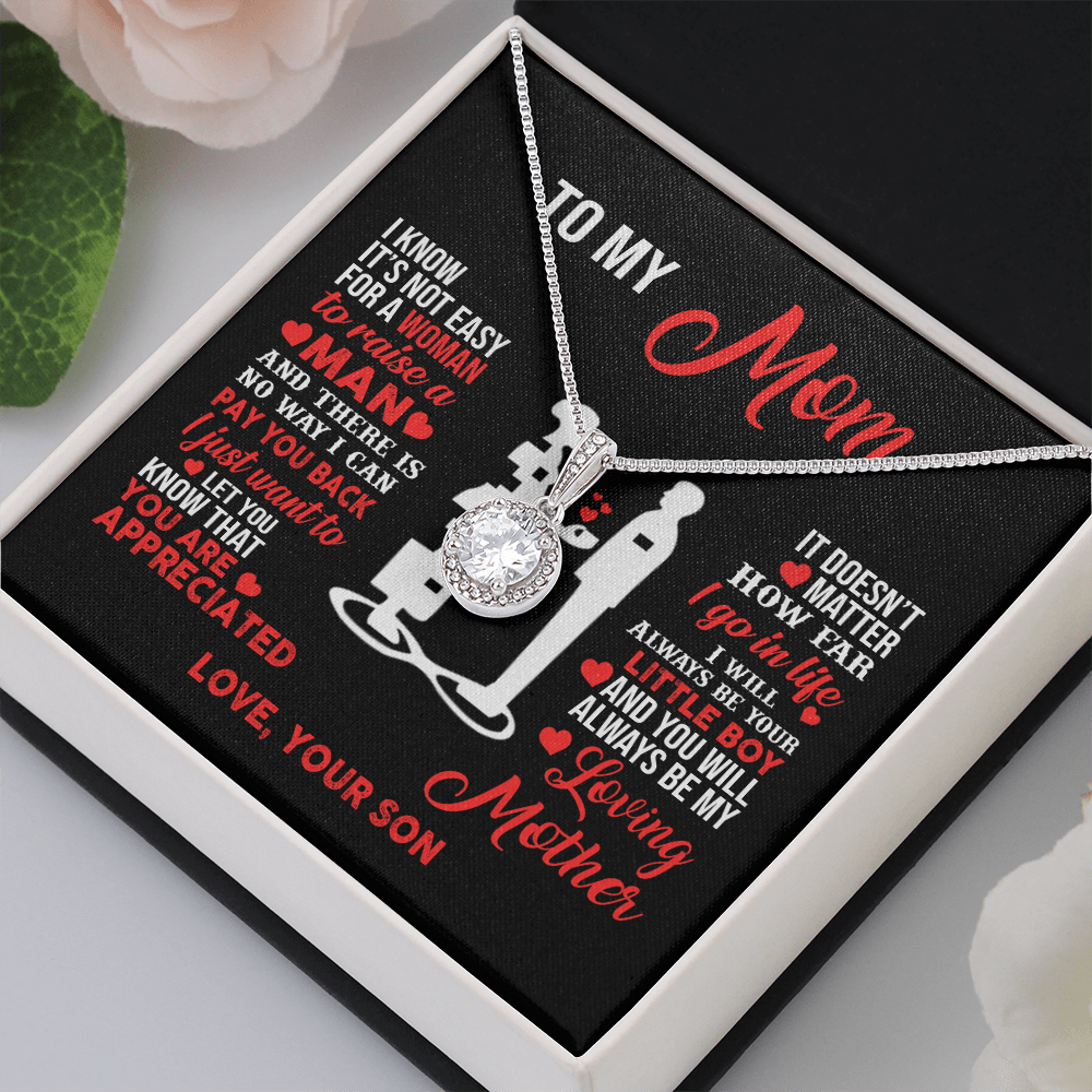 Mother and son necklaces for mothers day gifts for my best mom ever Eternal Necklace birthday jewelry with message card and gift box - ON CLOUD NINE GIFTS