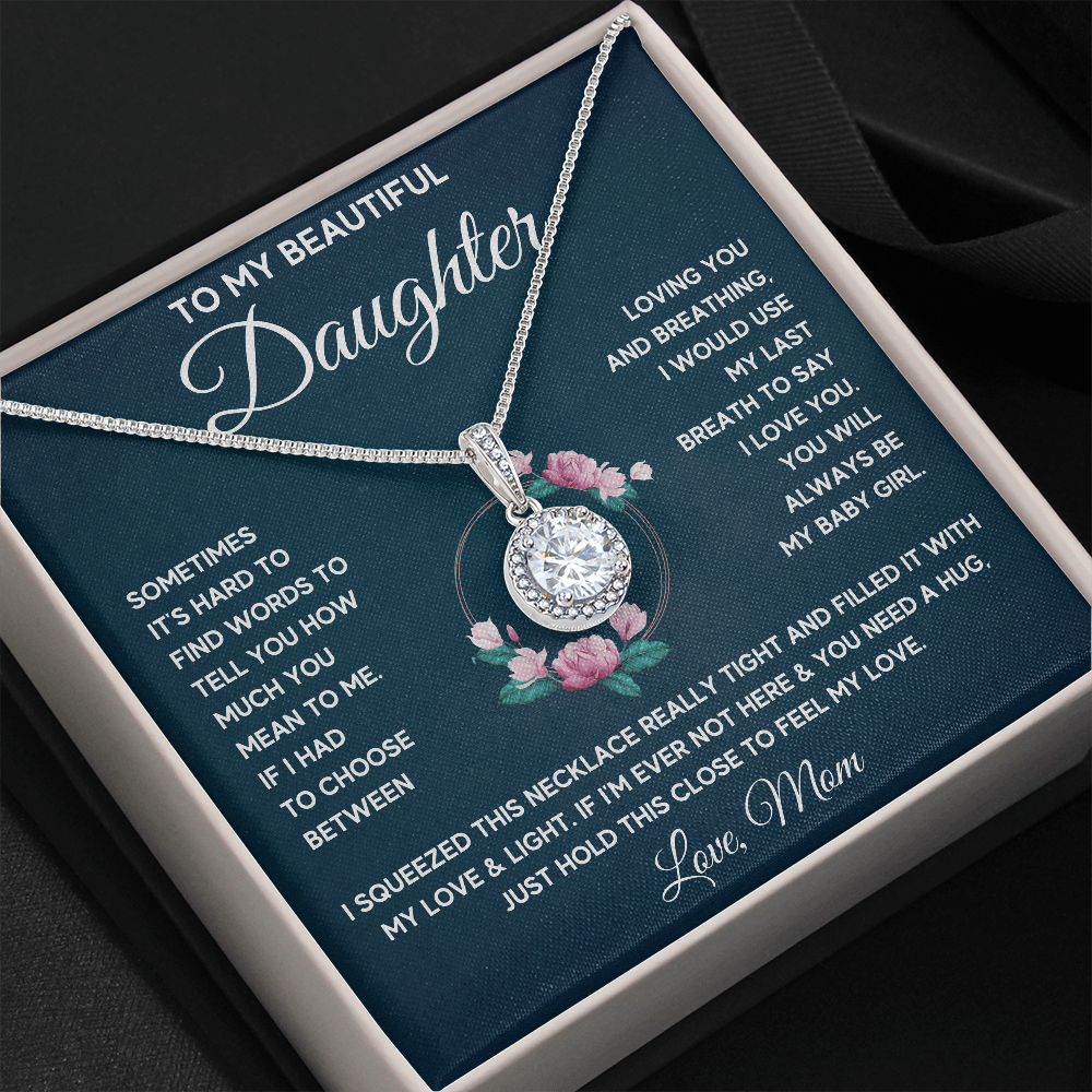 TO MY BEAUTIFUL DAUGHTER WORDS SQUEEZE ETERNAL NECKLACE GIFT SET - ON CLOUD NINE GIFTS