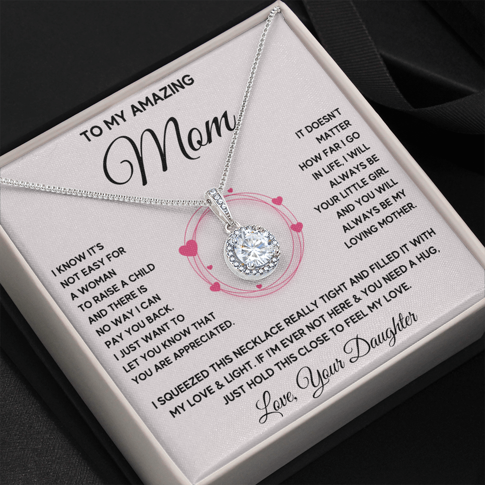 Mother and daughter necklaces sentimental gifts for mother day on her birthday presents Eternal Necklace with Message Card and Gift Box - ON CLOUD NINE GIFTS