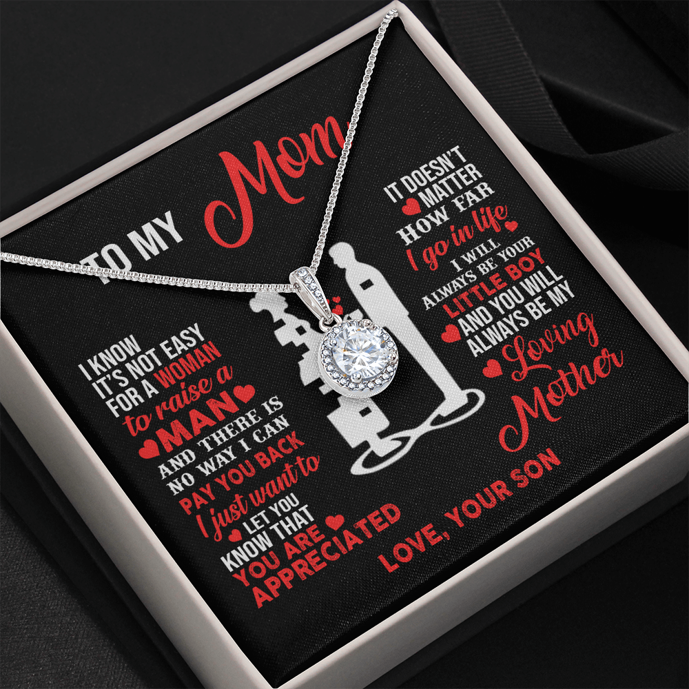 Mother and son necklaces for mothers day gifts for my best mom ever Eternal Necklace birthday jewelry with message card and gift box - ON CLOUD NINE GIFTS