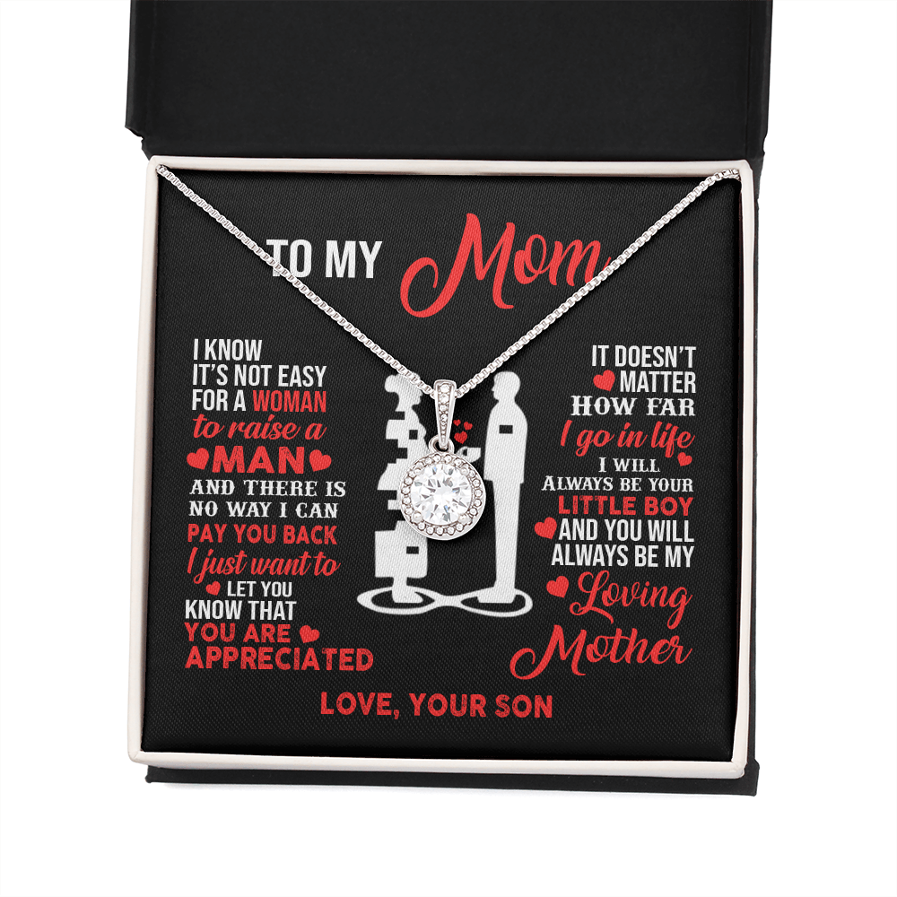Mother and son necklaces for mothers day gifts for my best mom ever Eternal Necklace birthday jewelry with message card and gift box - ON CLOUD NINE GIFTS