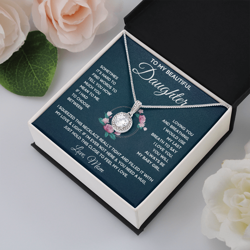 TO MY BEAUTIFUL DAUGHTER WORDS SQUEEZE ETERNAL NECKLACE GIFT SET - ON CLOUD NINE GIFTS