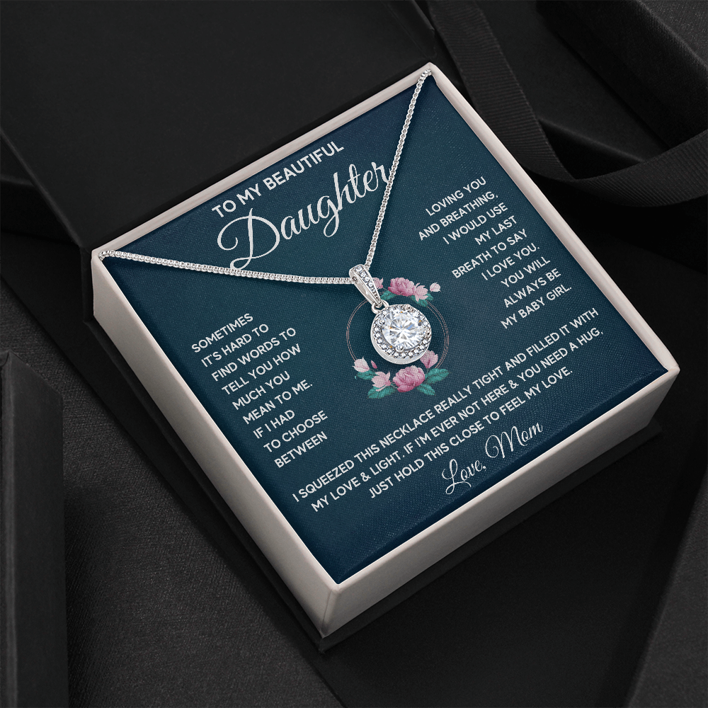 TO MY BEAUTIFUL DAUGHTER WORDS SQUEEZE ETERNAL NECKLACE GIFT SET - ON CLOUD NINE GIFTS