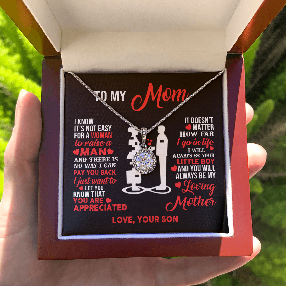 Mother and son necklaces for mothers day gifts for my best mom ever Eternal Necklace birthday jewelry with message card and gift box - ON CLOUD NINE GIFTS
